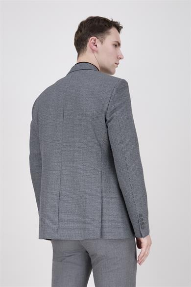 Erkek Slim Fit Mono Yaka Gri Ceket