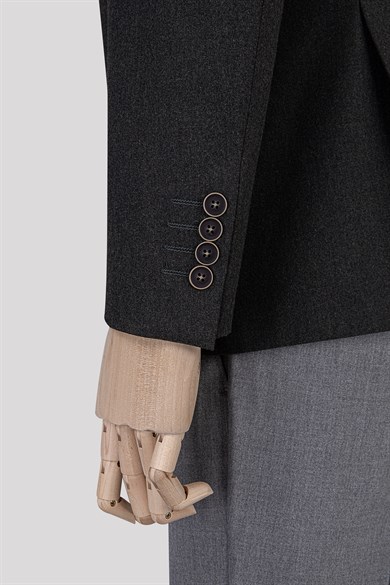 Erkek Slim Fit Mono Yaka Haki Ceket