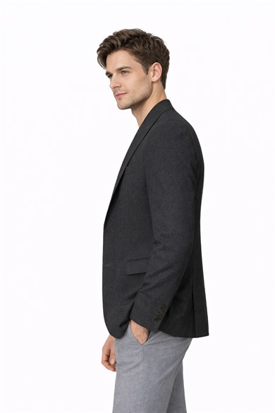 Erkek Slim Fit Mono Yaka Haki Ceket
