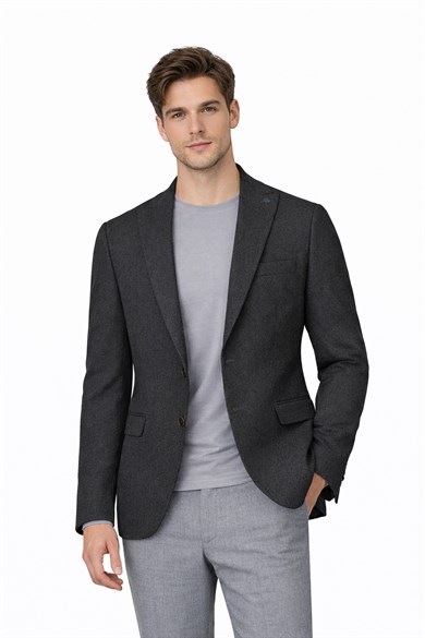 Erkek Slim Fit Mono Yaka Haki Ceket