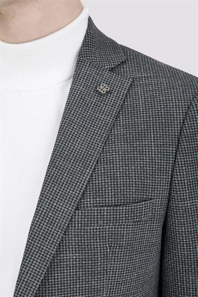 Erkek Slim Fit Mono Yaka Koyu Yeşil Ceket