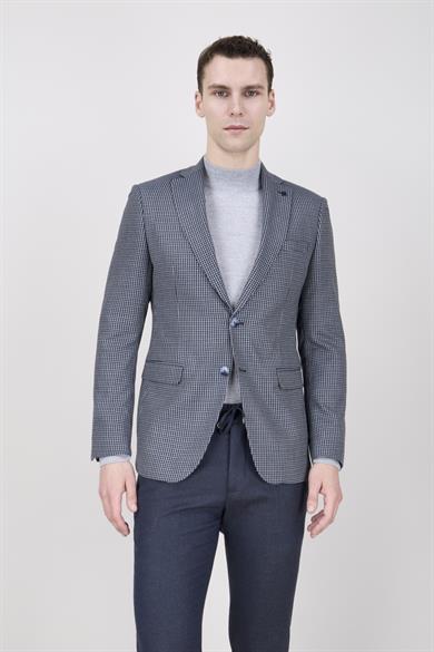 Erkek Slim Fit Mono Yaka Lacivert Ceket