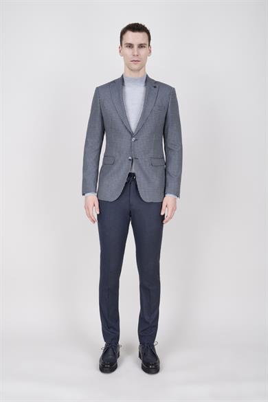 Erkek Slim Fit Mono Yaka Lacivert Ceket
