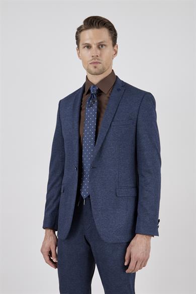 Erkek Slim Fit Mono Yaka Lacivert Takım Elbise