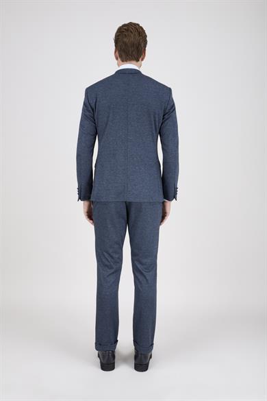 Erkek Slim Fit Mono Yaka Petrol Takım Elbise