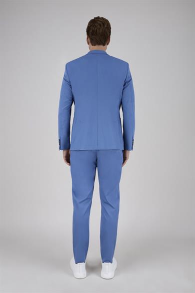 Erkek Slim Fit Mono Yaka Yarım Astar Açık Petrol Takım Elbise