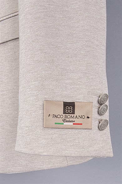 Erkek Slim Fit Mono Yaka Yarım Astar Açık Bej Takım Elbise