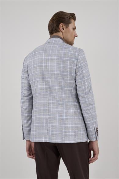 Erkek Slim Fit Mono Yaka Yarım Astar Açık Gri Ceket