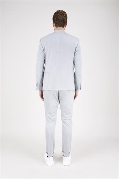 Erkek Slim Fit Mono Yaka Yarım Astar Açık Gri Takım Elbise