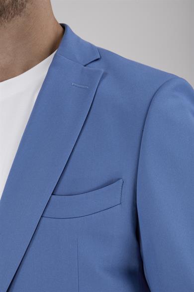 Erkek Slim Fit Mono Yaka Yarım Astar Açık Petrol Takım Elbise