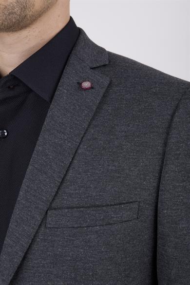 Erkek Slim Fit Mono Yaka Yarım Astar Antrasit Takım Elbise