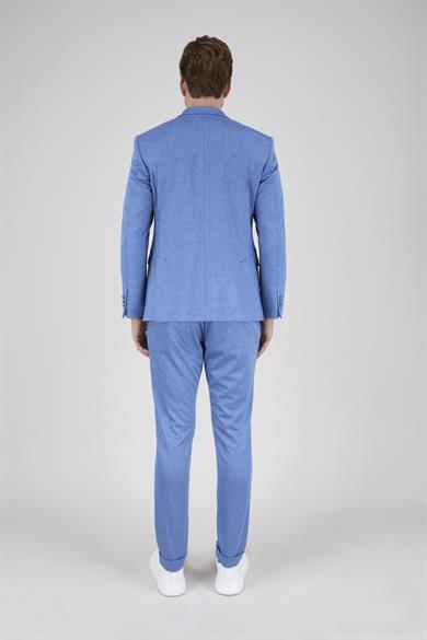 Erkek Slim Fit Mono Yaka Yarım Astar Açık Mavi Takım Elbise