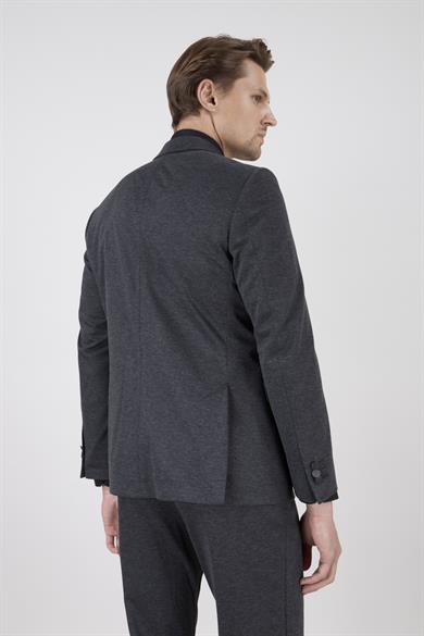 Erkek Slim Fit Mono Yaka Yarım Astar Antrasit Takım Elbise