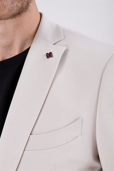 Erkek Slim Fit Mono Yaka Yarım Astar Bej Takım Elbise