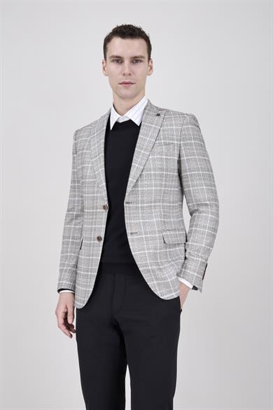 Erkek Slim Fit Mono Yaka Yarım Astar Koyu Bej Ceket