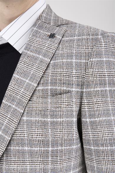 Erkek Slim Fit Mono Yaka Yarım Astar Koyu Bej Ceket