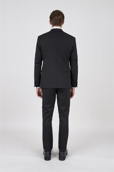 Erkek Slim Fit Mono Yaka Yarım Astar Siyah Takım Elbise