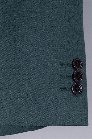 Erkek Slim Fit Mono Yaka Yarım Astar Yeşil Takım Elbise