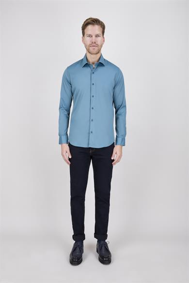 Erkek Slim Fit Petrol Gömlek