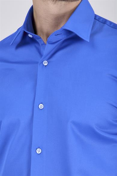 Erkek Slim Fit Saks Mavisi Gömlek