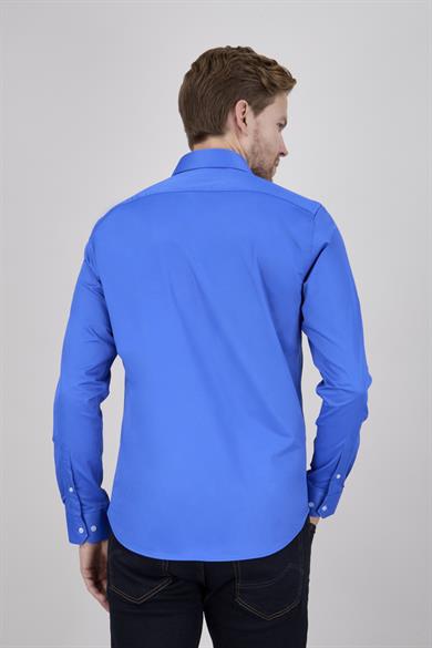 Erkek Slim Fit Saks Mavisi Gömlek