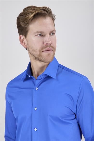 Erkek Slim Fit Saks Mavisi Gömlek
