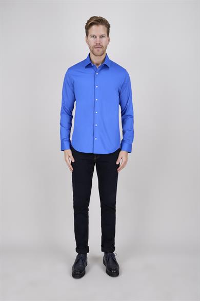 Erkek Slim Fit Saks Mavisi Gömlek