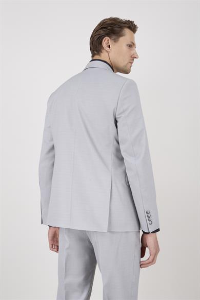 Erkek Slim Fit Sivri Yaka Açık Gri Yelekli Takım Elbise