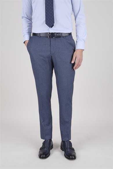 Erkek Slim Fit Sivri Yaka Açık Lacivert Yelekli Takım Elbise