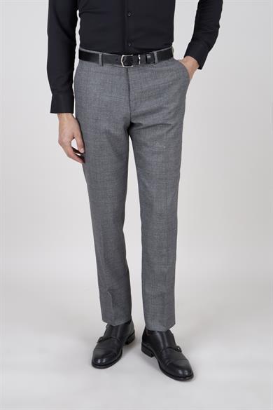 Erkek Slim Fit Sivri Yaka Açık Gri Ekose Yelekli Kombin Takım Elbise