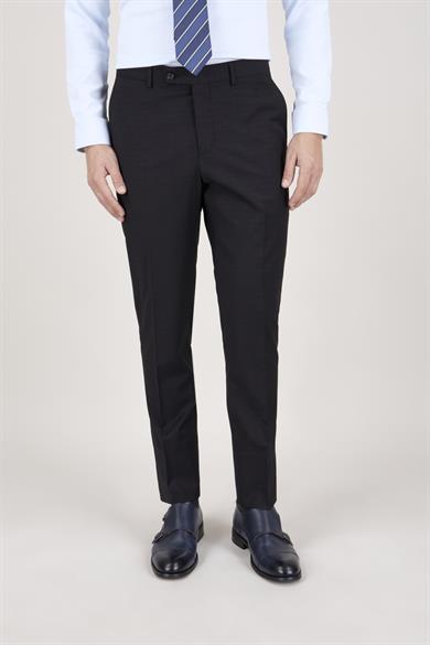 Erkek Slim Fit Sivri Yaka Siyah Ekose Kombin Yelekli Takım Elbise