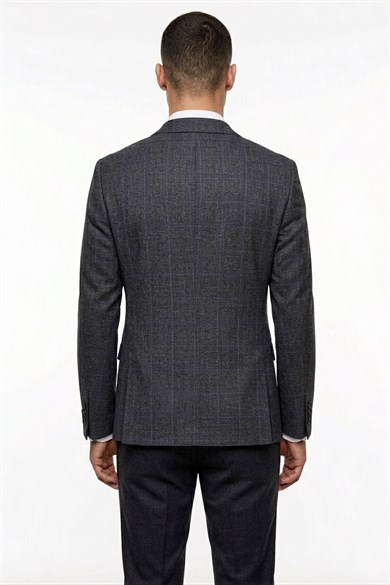 Erkek Slim Fit Sivri Yaka Füme Ceket