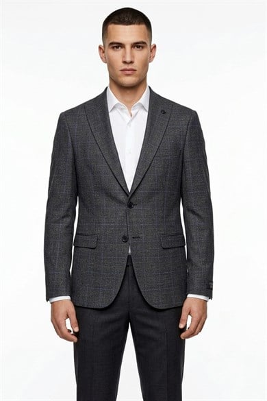 Erkek Slim Fit Sivri Yaka Füme Ceket