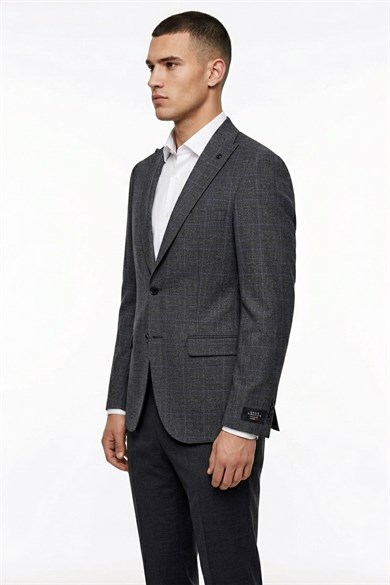 Erkek Slim Fit Sivri Yaka Füme Ceket