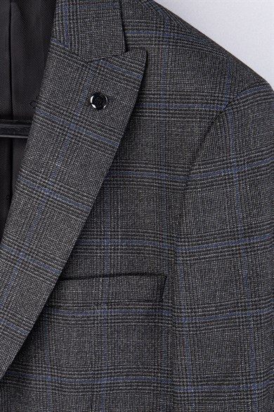 Erkek Slim Fit Sivri Yaka Füme Ceket