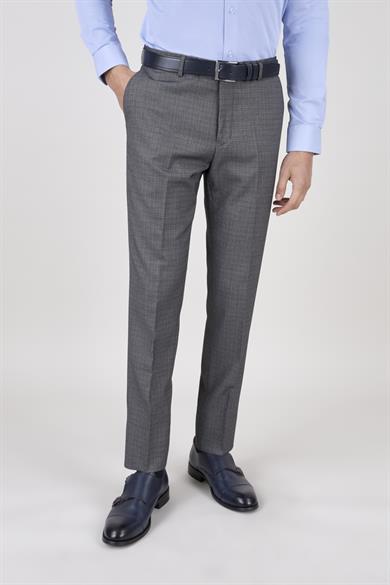 Erkek Slim Fit Sivri Yaka Füme Yelekli Takım Elbise