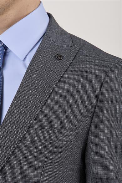 Erkek Slim Fit Sivri Yaka Füme Yelekli Takım Elbise