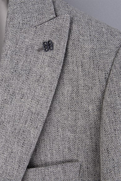 Erkek Slim Fit Sivri Yaka Gri Ceket