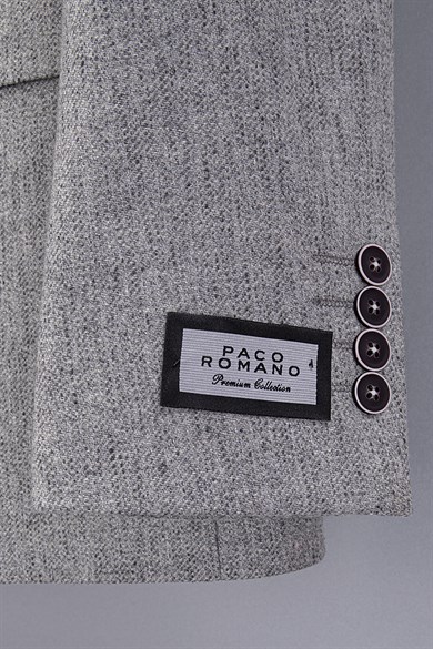 Erkek Slim Fit Sivri Yaka Gri Ceket