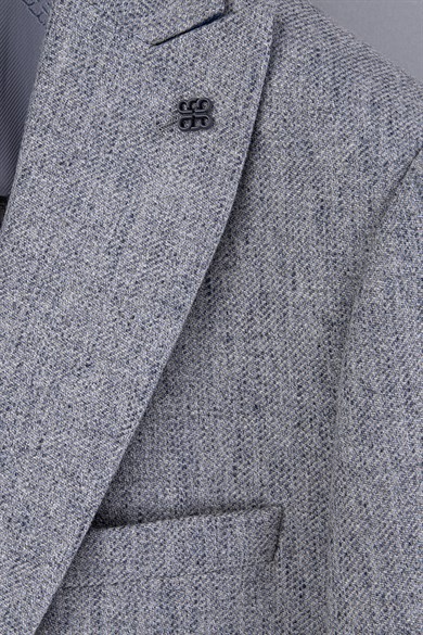 Erkek Slim Fit Sivri Yaka Kot Mavisi Ceket