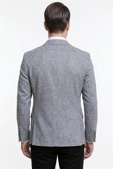Erkek Slim Fit Sivri Yaka Kot Mavisi Ceket