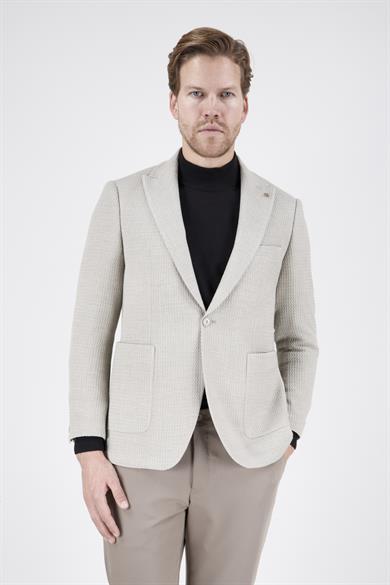 Erkek Slim Fit Sivri Yaka Koyu Bej Kombin Takım Elbise
