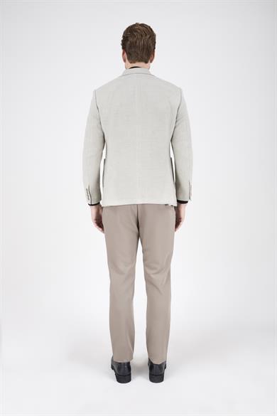 Erkek Slim Fit Sivri Yaka Koyu Bej Kombin Takım Elbise