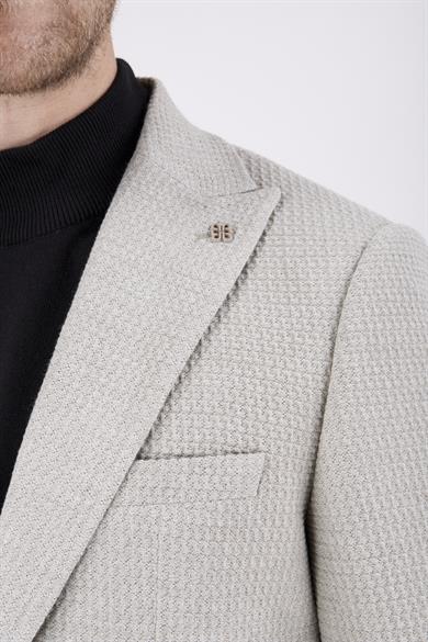 Erkek Slim Fit Sivri Yaka Koyu Bej Kombin Takım Elbise