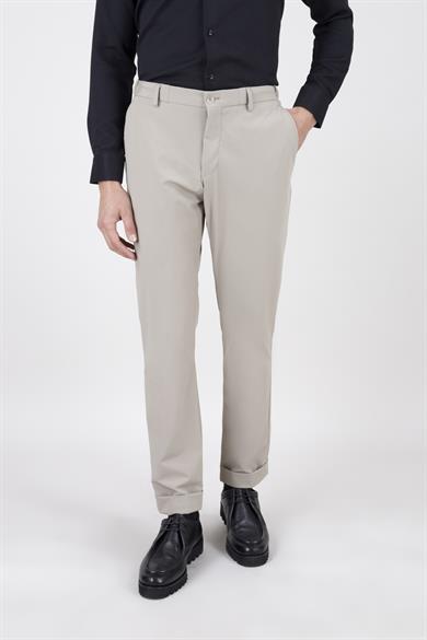 Erkek Slim Fit Sivri Yaka Koyu Bej Puntolu Kapak Cepli Yarım Astar Takım Elbise