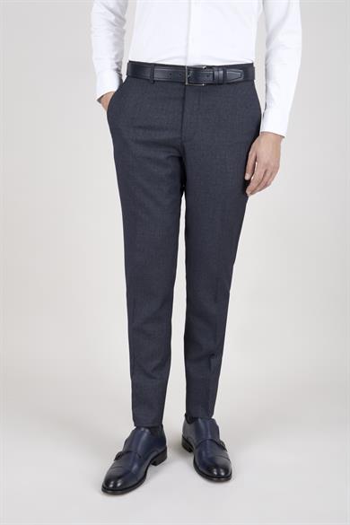 Erkek Slim Fit Sivri Yaka Koyu Gri Yelekli Takım Elbise