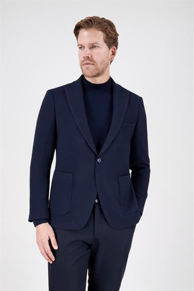 Erkek Slim Fit Sivri Yaka Koyu Lacivert Kombin Takım Elbise