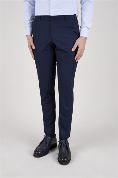 Erkek Slim Fit Sivri Yaka Kruvaze Açık Lacivert Takım Elbise