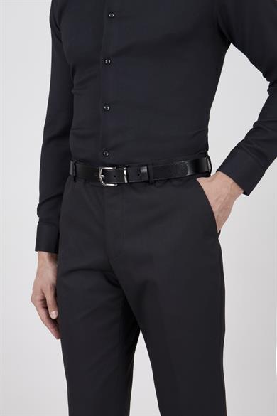 Erkek Slim Fit Sivri Yaka Kruvaze Siyah Takım Elbise