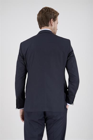 Erkek Slim Fit Sivri Yaka Lacivert Kombin Yelekli Takım Elbise
